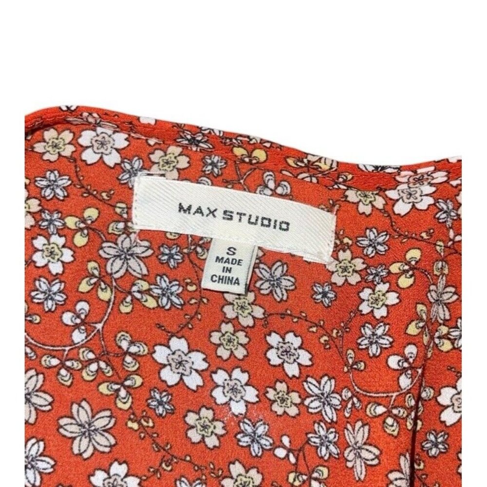 MAX STUDIO Women's Size Small Floral Tie Front Blouse - Picture 9 of 12